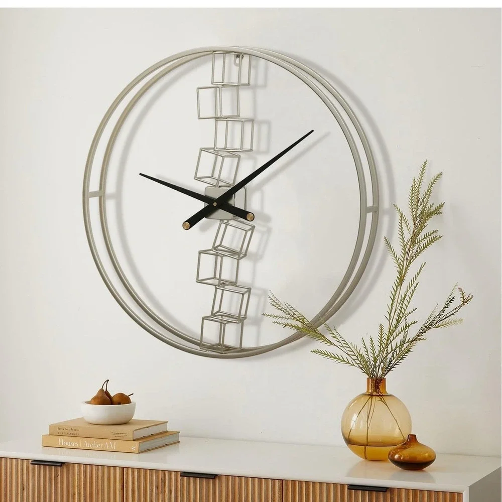 Micasso 24 in Simple Blocks Wall Clock Gold Modern Minimalist Any Room New